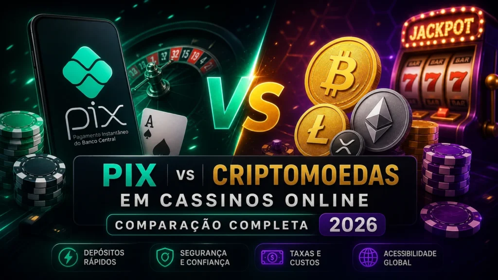 PIX vs Criptomoedas em Cassinos Online — Comparação Completa 2026