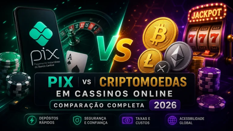 PIX vs Criptomoedas em Cassinos Online — Comparação Completa 2026